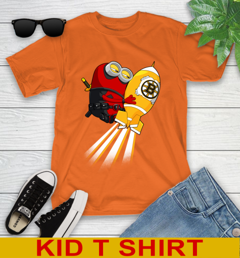 NHL Hockey Boston Bruins Deadpool Minion Marvel Shirt Youth T-Shirt 8
