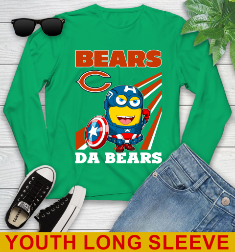 NFL Football Chicago Bears Captain America Marvel Avengers Minion Shirt Youth Long Sleeve 7