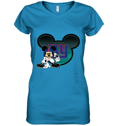 NFL New York Giants Mickey Mouse Disney Football T Shirt rrY8GZoJq7Q women v neck t shirt 39 95 151514 front sapphire
