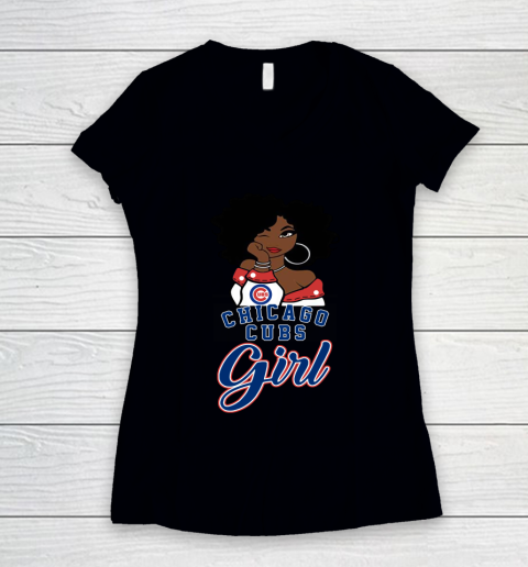 Chicago Cubs Girl MLB Women's V-Neck T-Shirt