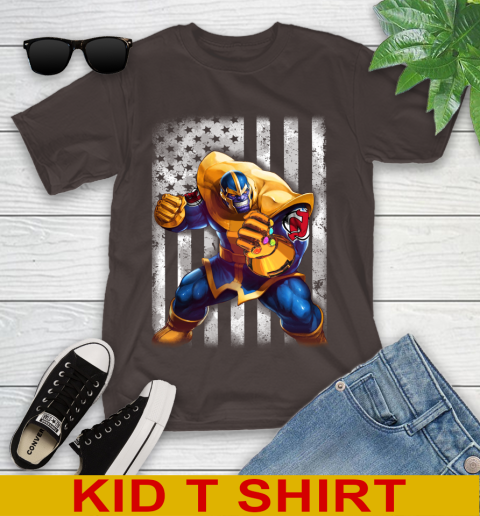 NHL Hockey New Jersey Devils Thanos Marvel American Flag Shirt Youth T-Shirt 6