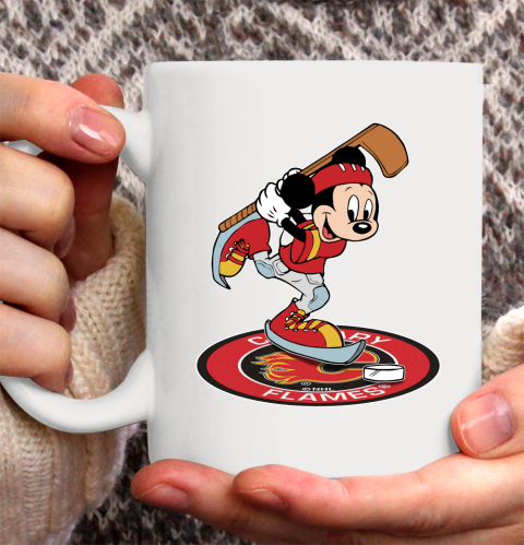 NHL Hockey Calgary Flames Cheerful Mickey Disney Shirt Ceramic Mug 11oz 2