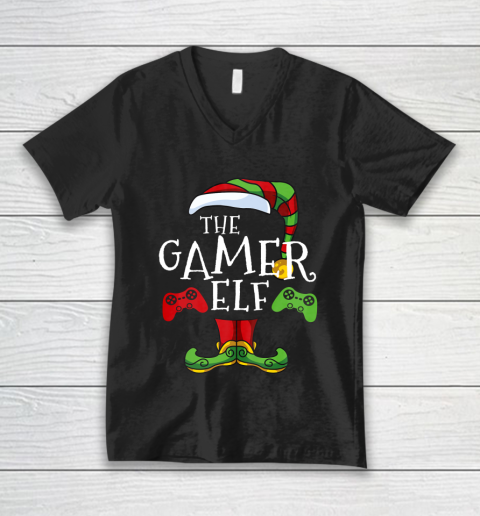 Gamer Elf Family Matching Christmas Funny Gaming Pajama V-Neck T-Shirt
