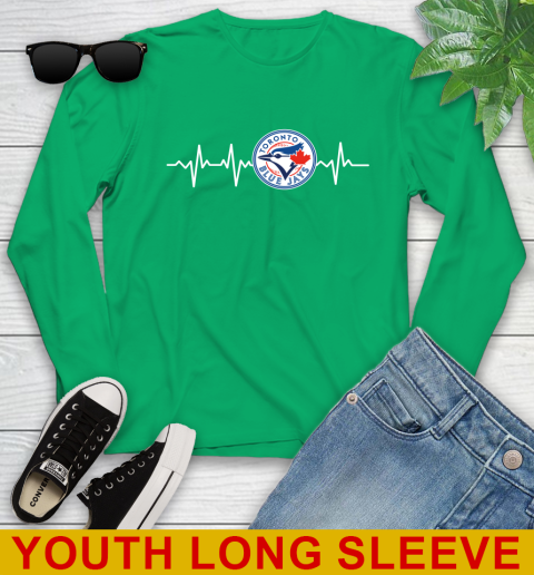 Toronto Blue Jays MLB Baseball Heart Beat Shirt Youth Long Sleeve 7