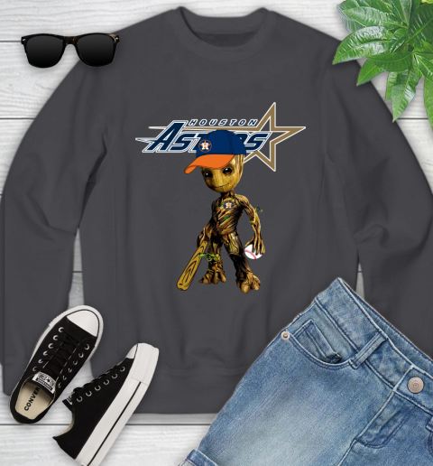 MLB Houston Astros Groot Guardians Of The Galaxy Baseball Youth Sweatshirt 6