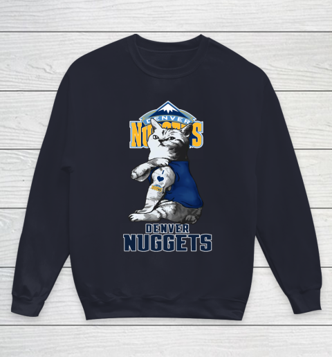 NBA Basketball My Cat Loves Denver Nuggets Youth Sweatshirt 2