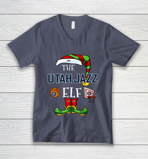 Utah Jazz Christmas ELF Funny NBA V-Neck T-Shirt 7