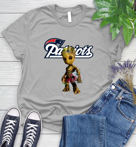 New England Patriots NFL Football Groot Marvel Guardians Of The Galaxy Women's T-Shirt 5