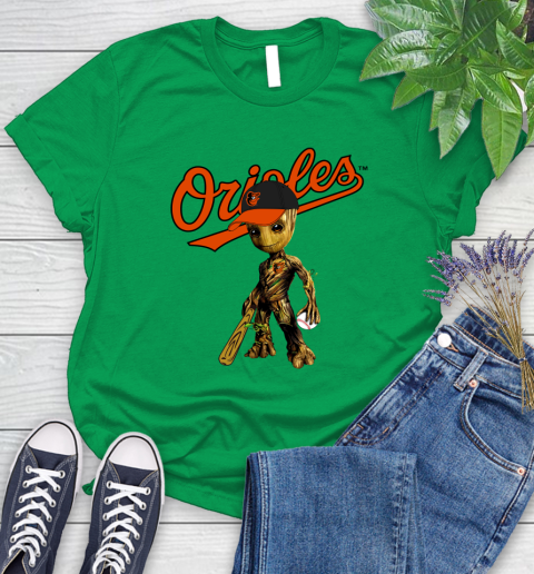 MLB Baltimore Orioles Groot Guardians Of The Galaxy Baseball Women's T-Shirt 6
