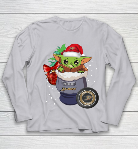 Anaheim Ducks Christmas Baby Yoda Star Wars Funny Happy NHL Youth Long Sleeve 5