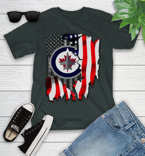 Winnipeg Jets NHL Hockey American Flag Youth T-Shirt 6
