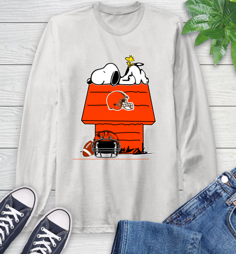 Cleveland Browns NFL Football Snoopy Woodstock The Peanuts Movie Long Sleeve T-Shirt