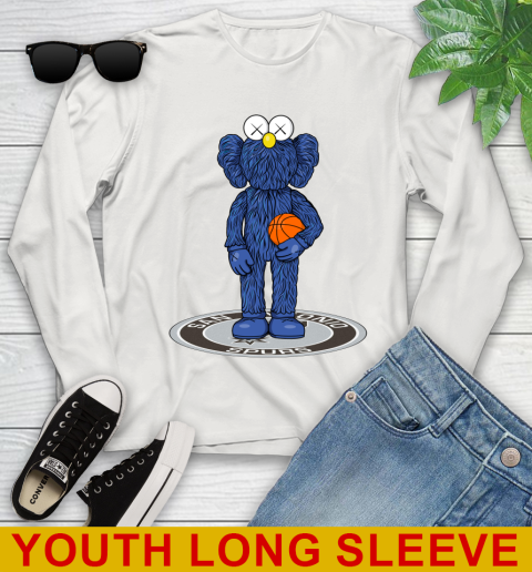 NBA Basketball San Antonio Spurs Kaws Bff Blue Figure Shirt Youth Long Sleeve 12