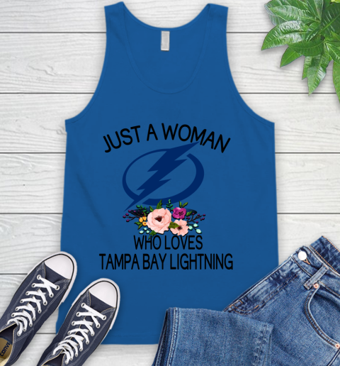 NHL Just A Woman Who Loves Tampa Bay Lightning Hockey Sports Tank Top 3