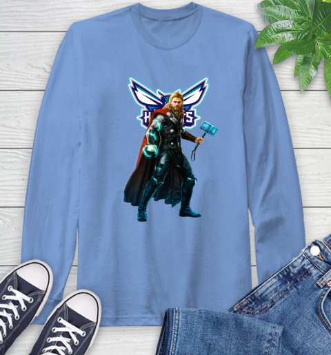 NBA Thor Avengers Endgame Basketball Charlotte Hornets Long Sleeve T-Shirt 11