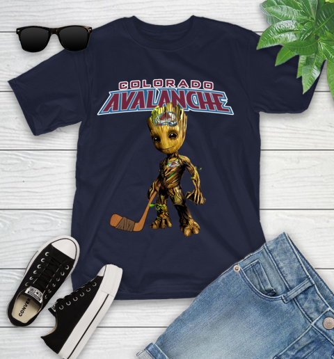 Colorado Avalanche NHL Hockey Groot Marvel Guardians Of The Galaxy Youth T-Shirt 3