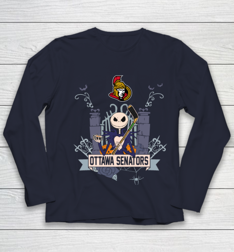NHL Ottawa Senators Hockey Jack Skellington Halloween Youth Long Sleeve 2