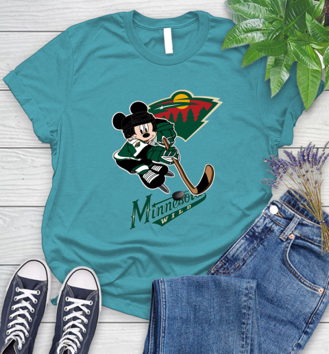 NHL Minnesota Wild Mickey Mouse Disney Hockey T Shirt Women's T-Shirt 12
