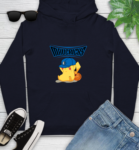 NBA Pikachu Basketball Sports Dallas Mavericks Youth Hoodie 4
