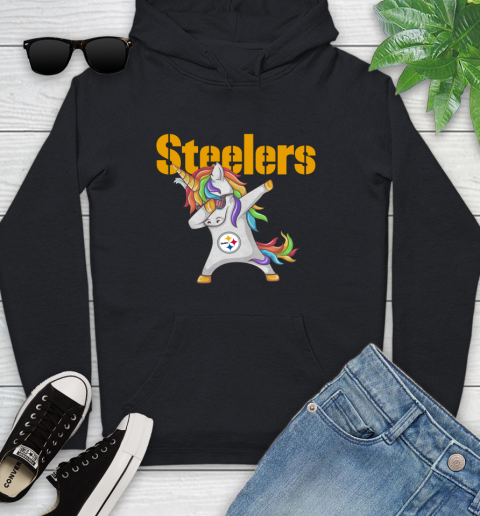 Pittsburgh Steelers NFL Football Funny Unicorn Dabbing Sports Youth Hoodie 2