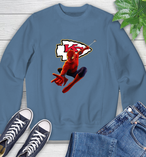 NFL Spider Man Avengers Endgame Football Kansas City Chiefs Sweatshirt 7
