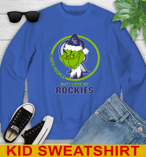 Colorado Rockies MLB Christmas Grinch I Hate People But I Love My Favorite Baseball Team Youth Sweatshirt 7