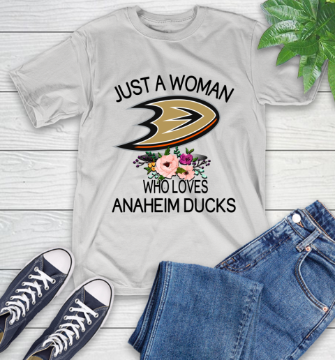 NHL Just A Woman Who Loves Anaheim Ducks Hockey Sports T-Shirt