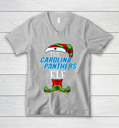 Carolina Panthers Christmas ELF Funny NFL V-Neck T-Shirt 3