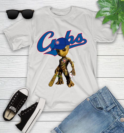 MLB Chicago Cubs Groot Guardians Of The Galaxy Baseball Youth T-Shirt