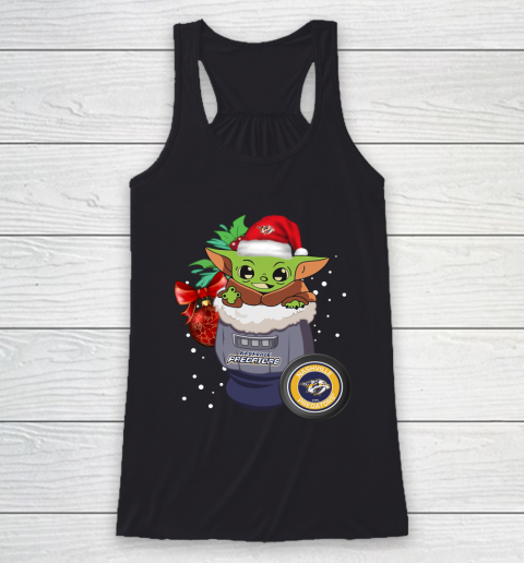 Nashville Predators Christmas Baby Yoda Star Wars Funny Happy NHL Racerback Tank