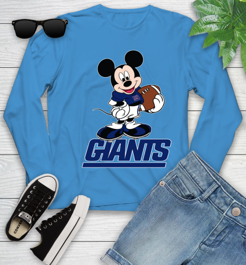 NFL Football New York Giants Cheerful Mickey Mouse Shirt Youth Long Sleeve 7