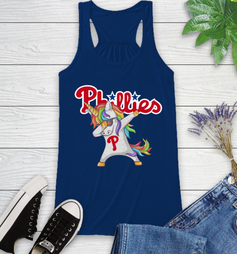 Philadelphia Phillies MLB Baseball Funny Unicorn Dabbing Sports Racerback Tank 9