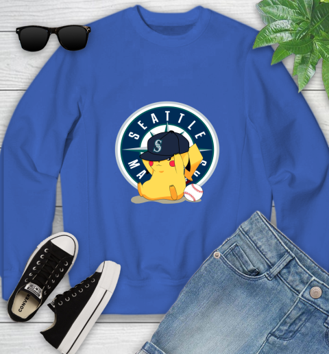 MLB Pikachu Baseball Sports Seattle Mariners Youth Sweatshirt 8