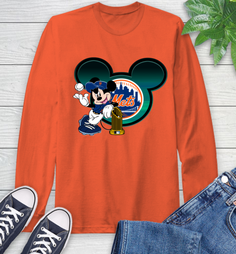 MLB New York Mets The Commissioner's Trophy Mickey Mouse Disney Long Sleeve T-Shirt 5
