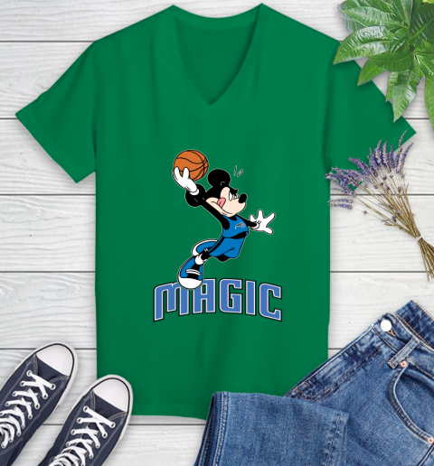 NBA Basketball Orlando Magic Cheerful Mickey Mouse Shirt Women's V-Neck T-Shirt 5