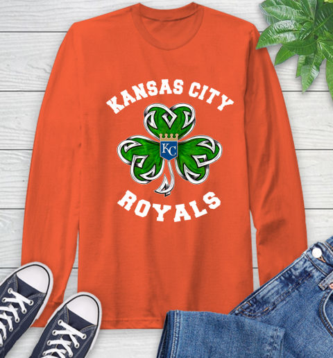 MLB Kansas City Royals Three Leaf Clover St Patrick's Day Baseball Sports Long Sleeve T-Shirt 4