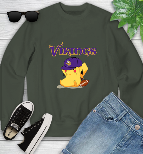 NFL Pikachu Football Sports Minnesota Vikings Youth Sweatshirt 10