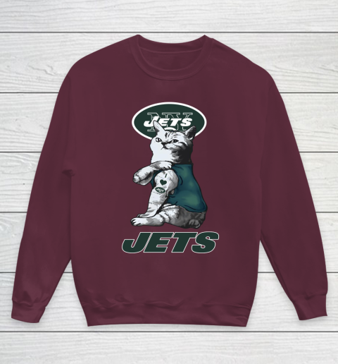 NFL Football My Cat Loves New York Jets Youth Sweatshirt 4