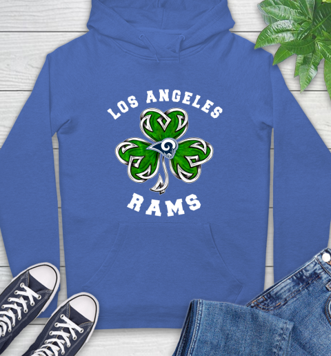 NFL Los Angeles Rams Three Leaf Clover St Patrick's Day Football Sports Hoodie 9
