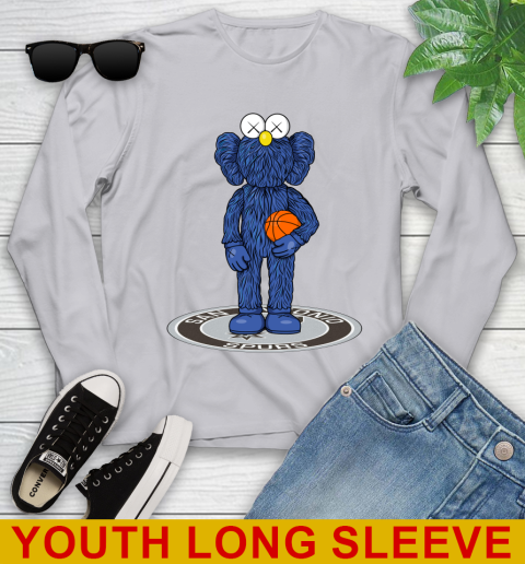 NBA Basketball San Antonio Spurs Kaws Bff Blue Figure Shirt Youth Long Sleeve 6