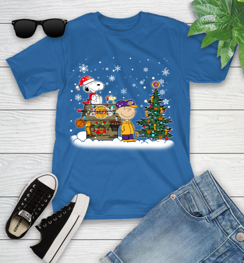 Los Angeles Lakers NBA Basketball Christmas The Peanuts Movie Snoopy Championship Youth T-Shirt 12