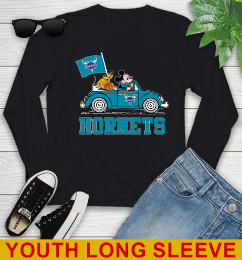 NBA Basketball Charlotte Hornets Pluto Mickey Driving Disney Shirt Youth Long Sleeve 2