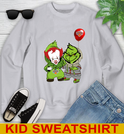 New York Knicks Baby Pennywise Grinch Christmas NBA Basketball Youth Sweatshirt 4