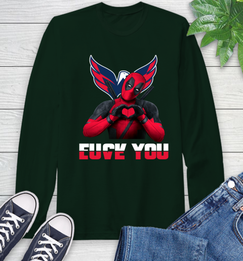 NHL Washington Capitals Deadpool Love You Fuck You Hockey Sports Long Sleeve T-Shirt 7