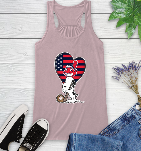 Cleveland Indians MLB Baseball The Peanuts Movie Adorable Snoopy Racerback Tank 11