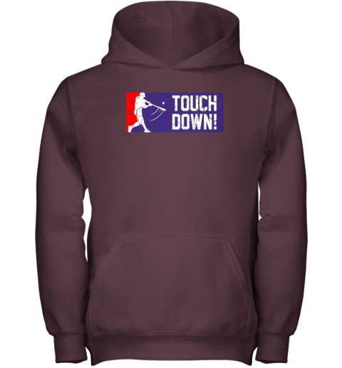wt1n touchdown baseball funny family gift base ball youth hoodie 43 front maroon