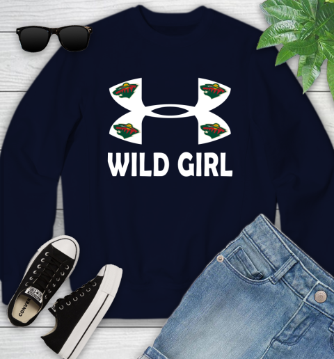 NHL Minnesota Wild Girl Under Armour Hockey Sports Youth Sweatshirt 2