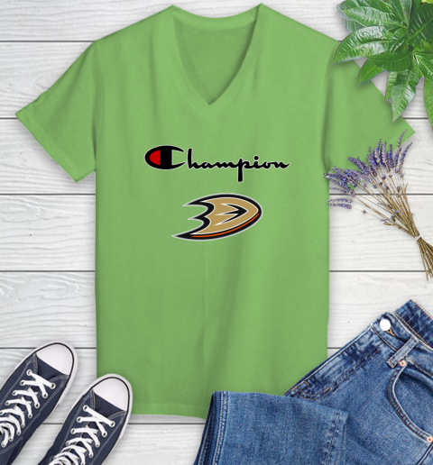 NHL Hockey Anaheim Ducks Champion Shirt Women's V-Neck T-Shirt 7