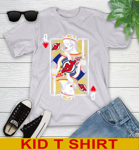 NHL Hockey New Jersey Devils The Queen Of Hearts Card Shirt Youth T-Shirt 4