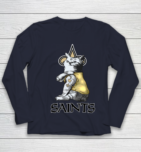 NFL Football My Cat Loves New Orleans Saints Youth Long Sleeve 2